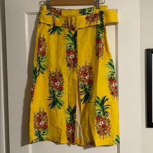 NWT Farm Rio Golden Pineapple Linen Pencil Skirt